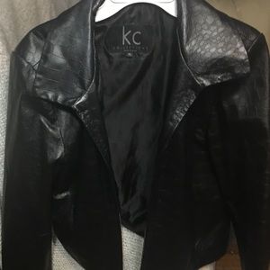 100% black leather jacket
